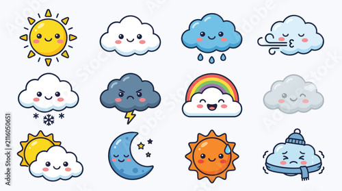 Cute weather icons collection