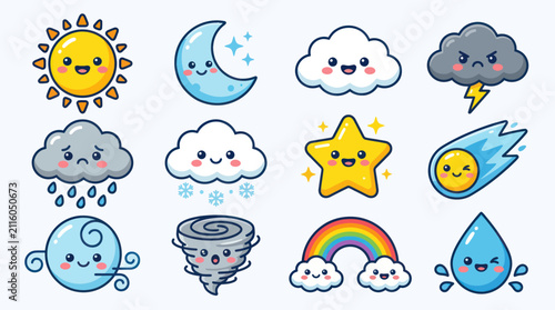 Cute weather icons collection