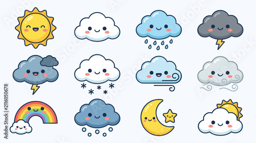 Cute weather icons collection