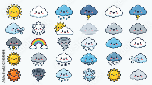 Cute weather icons collection