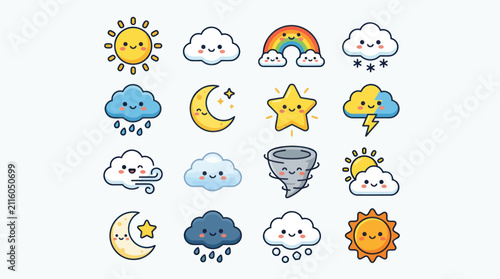 Cute weather icons collection