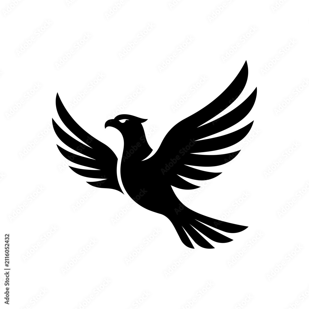 Fototapeta premium Abstract bird silhouette flying with wings spread