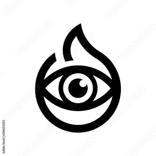Abstract eye symbol with flame element for vision and insight