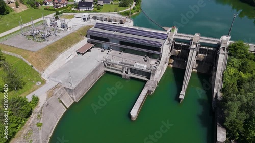 This hydroelectric power station generates electricity from water flow while supporting the local power grid and utility operations.