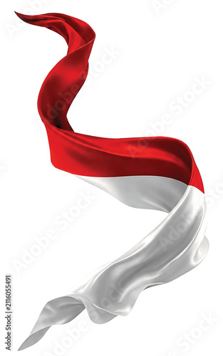 Fotografie indonesia red ribbon on white background