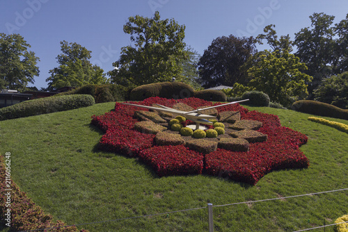 Beautiful and colorful flower clock in its summer bloom in geneva switzerland
