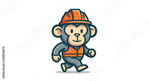 Photography Cartoon monkey in construction gear