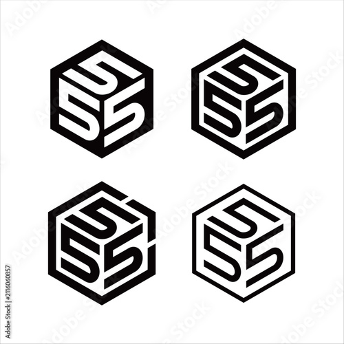 Modern 555 number logo vector featuring bold geometric numerals in a clean minimalist style, ideal for corporate branding, racing teams, gaming, technology, and premium business identities.