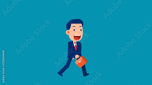 Man character walking animation. Businessman walks, a step by step cycle of pictures. Vector illustration