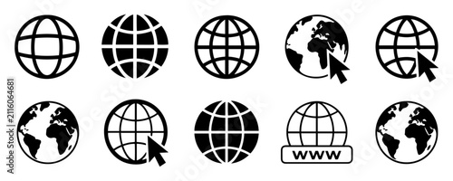 earth globe world icon set