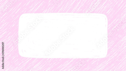 Photography Hand drawn pink scribble textured frame with blank white copy space inside, surrounded by a white diagonal hatch pattern