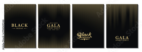 Elegant black friday night party invitation template with premium gala night gold accents background
