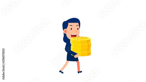 Confident businesswoman holding gold coin representing high investment returns, wealth, and gold reserves.