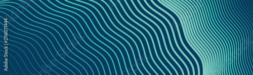 Blue cyan background with smooth gradient curved lines. Minimal geometric wave pattern backdrop with fluid motion. Stripe texture modern banners, ideal for technology, data, futuristic design