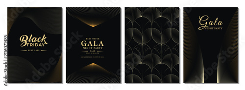 Bild auf Leinwand Premium and minimal gold and black gala night event card collection for awards a