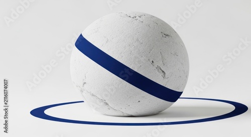 Abstract Sphere with Blue Stripe on White Background