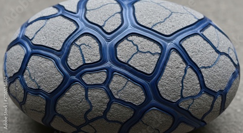 Abstract Stone with Raised Blue Organic Pattern