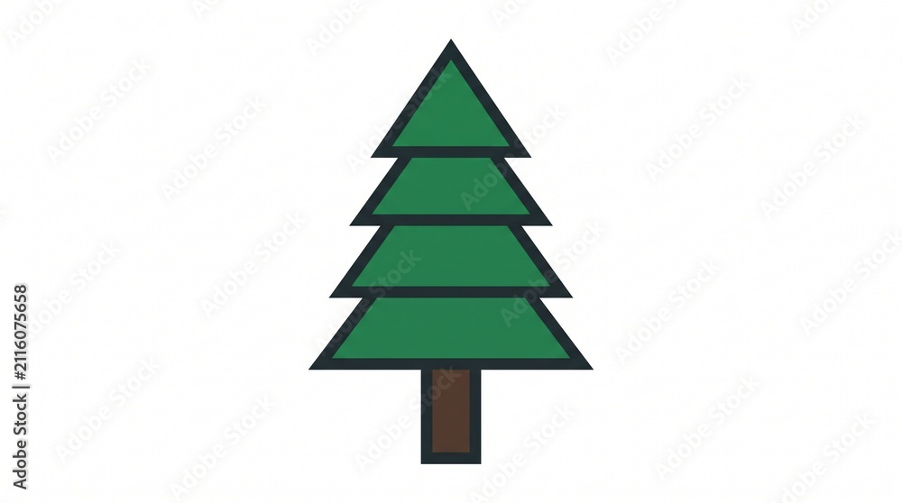 Obraz premium Green pine tree icon vector illustration isolated on white background. Minimalist evergreen fir tree flat symbol for outdoor camping, forest, and nature design