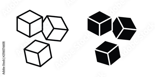 Sugar cubes icon outline artwork set