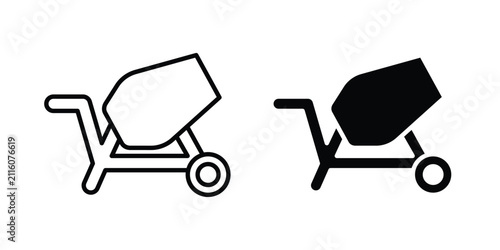 cement mixers icon outline artwork set