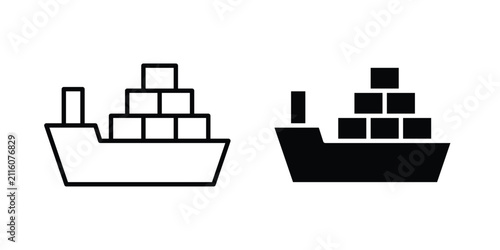 Logistic ship icon outline artwork set