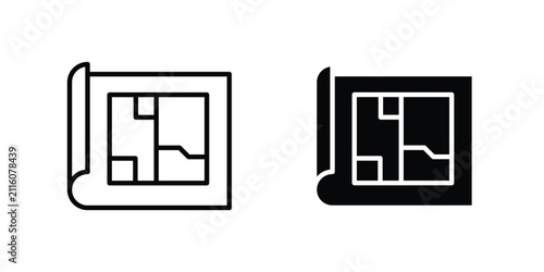 Foto Construction plans icon outline artwork set