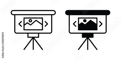 Slideshow icon outline artwork set