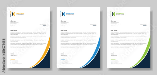 professional corporate company business letterhead template design with color variation bundle
