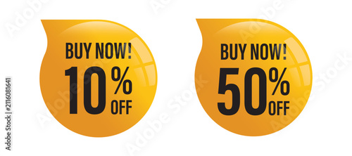 Discount labels with 10% and 50% discount percentages for special offers.