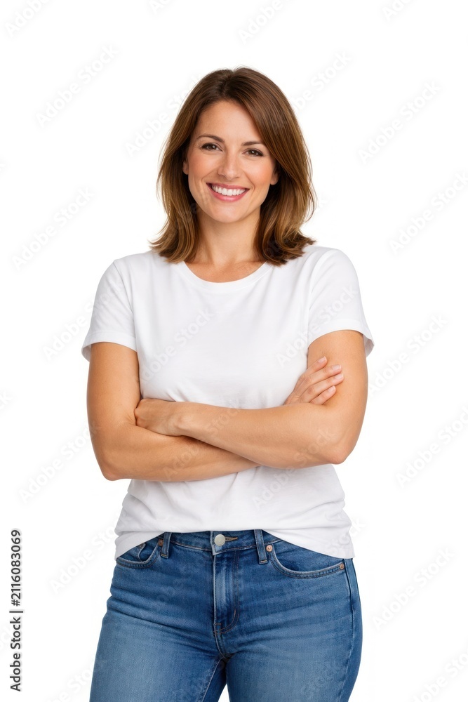 Obraz premium Confident woman in casual attire.