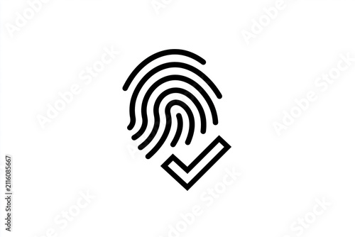 Fingerprint icon with check mark symbolizing security and verification