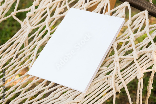 blank magazine mockup on white hammock