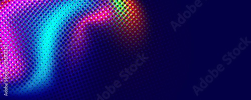Abstract colorful halftone wave pattern on dark background