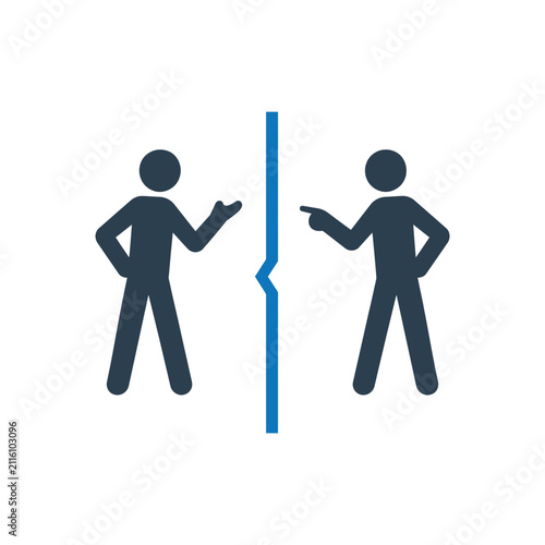 Two people disagreeing in political division icon