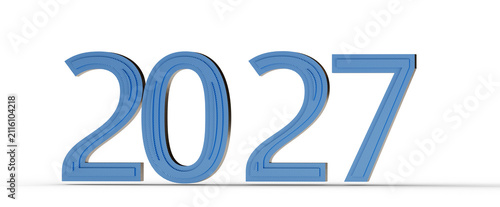 Fotografía 2027 in blue text on a white background, symbolizing the future, new beginnings,