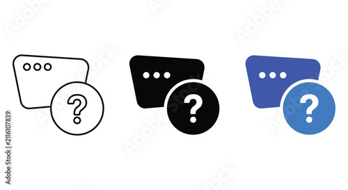FAQ web browser help and support question mark icon set, solid and outline ui symbols
