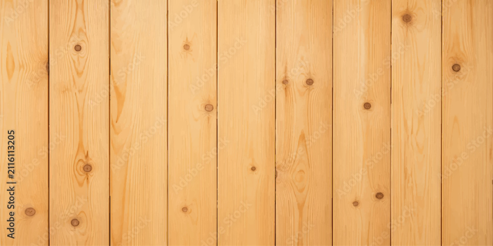 Fototapeta premium Wood Grain Texture: A close-up, full-frame view of light brown wooden planks, showcasing natural grain patterns and knots, perfect for a rustic or natural design element.