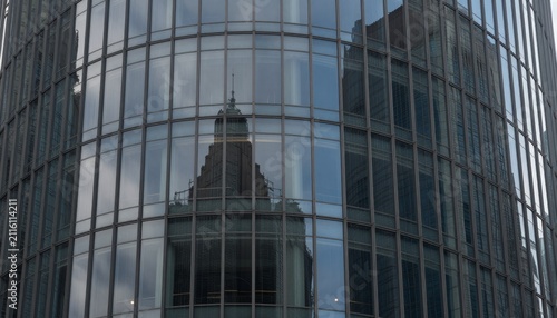 Skyscraper Glass Facade Reflecting Architectural Silhouette