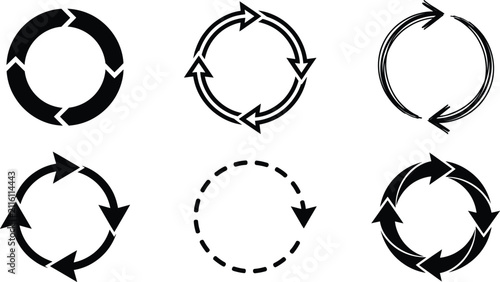 Circular Arrow Cycle Icons Set Vector Diagram Process Loop Symbols