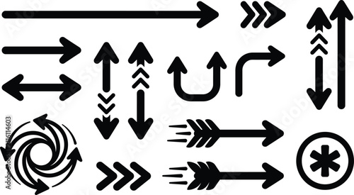 Black Arrow Set Hand Drawn Arrows Vector Icon Collection For Design Elements Directional Pointers Doodle Arrow Symbols Isolated On White Background