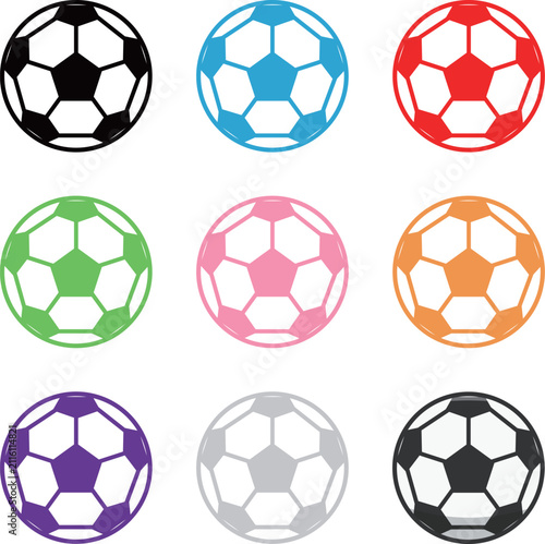 Naklejka シンプルなサッカーボールのアイコンセット