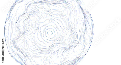 Foto Elegant abstract spherical form with swirling blue and white lines, suggesting m