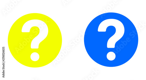 Textured yellow and blue question mark circle icon set