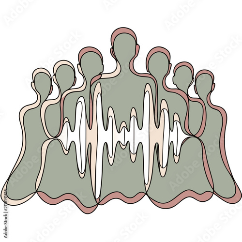 Abstract illustration of diverse human figures in pastel colors  