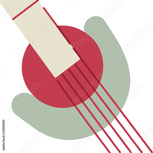 Abstract illustration of hand strumming a guitar in minimalist style  