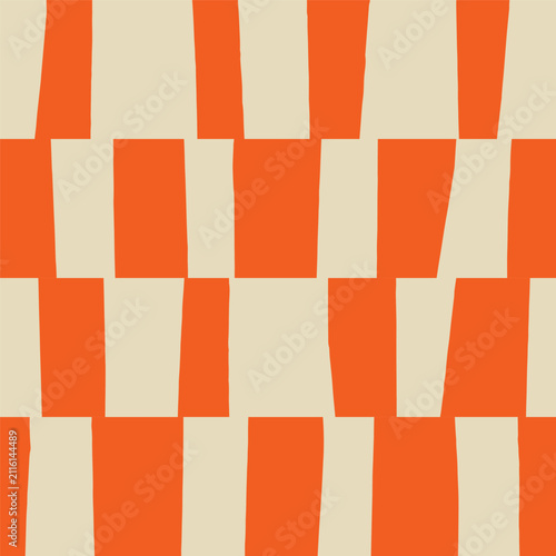 Abstract hand-drawn geometric block seamless repeat featuring irregular vertical rectangular shapes arranged in a rhythmic offset grid. surface pattern design ideal for textile prints, fabric and more