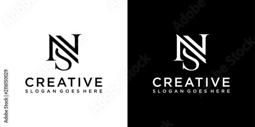NS or SN initial letter logo design vector