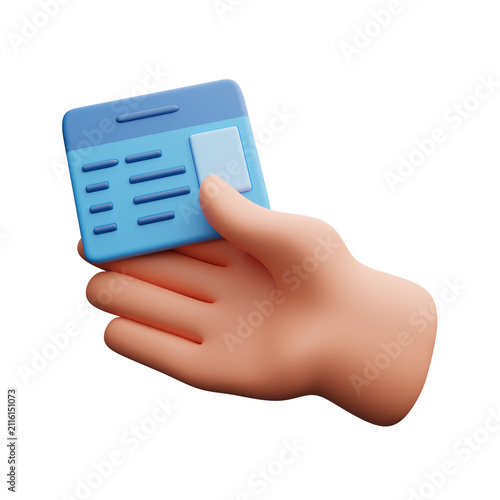 Фотография Hand Holding Identification Card 3d illustration