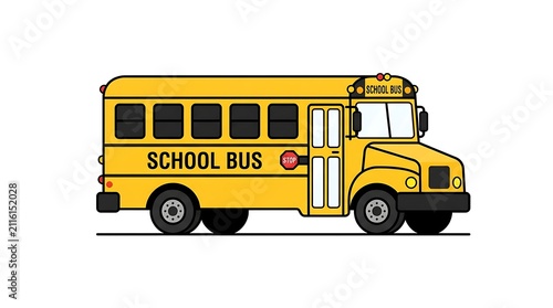 Yellow school bus icon. Vector illustration of a classic student transport vehicle.