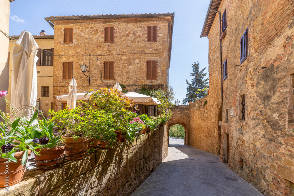 Fototapeta premium The Pienza Old Town street view in Italy